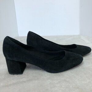 Steve Madden Black Suede Tomorrow Slip On Block Heel Pump Size 8